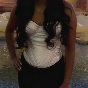 Fashion Nova silver Corset bodysuit